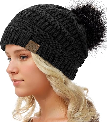 Miniatura 3 de Durio Gorro de satén con forro de pompón, gorro de invierno con forro de satén para mujer, gorro cálido para mujer, sombreros gruesos de invierno