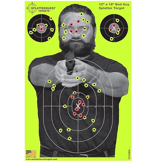 Splatterburst Targets - 12 x18 inch - Bad Guy Splatter Target - Easily See Your Shots Burst Bright Fluorescent Yellow Upon Impact - Made in The USA