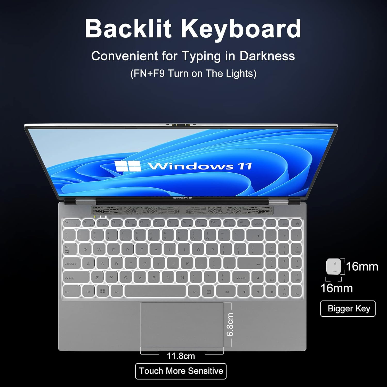 GREFIC Pc Portatile 15,6 Pollici Notebook, Intel Celeron N5105, Laptop Fino a 2,9 GHz, 16GB RAM DDR4 512GB SSD,1920x1080 IPS FHD, 2 Milioni Pixel Webcam Magnetico Staccabile, QWERTY,Windows 11 Pro GREFIC Pc Portatile 15,6 Pollici Notebook, Intel Celeron N5105, Laptop Fino a 2,9 GHz, 16GB RAM DDR4 512GB SSD,1920x1080 IPS FHD, 2 Milioni Pixel Webcam Magnetico Staccabile, QWERTY,Windows 11 Pro