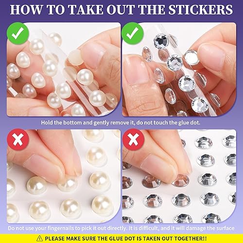 Miniatura 7 de LEOBRO 2032 calcomanías de perlas autoadhesivas y calcomanías de gemas, gemas de perlas adhesivas para uñas, cabello, cara, manualidades, joyas