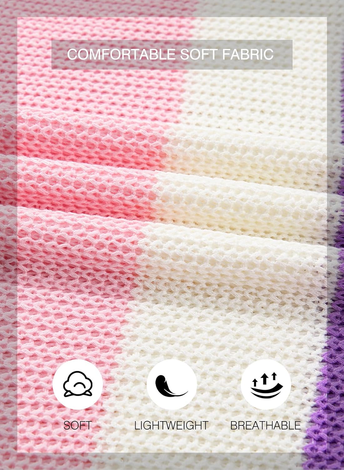 SHEWIN Womens Tops V Neck Short Sleeve Sweater Striped Color Block Pullover Cap Sleeve Shirts - Image 6