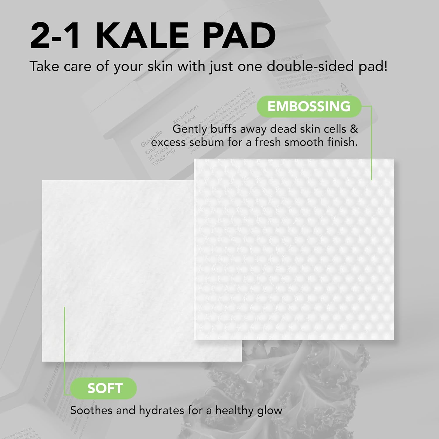 Genabelle Kale 82 Toner Pad - 60 Jumbo Sheets, AHA PHA Dead Skin Care Daily Hydrating Toner Pad exfoliating