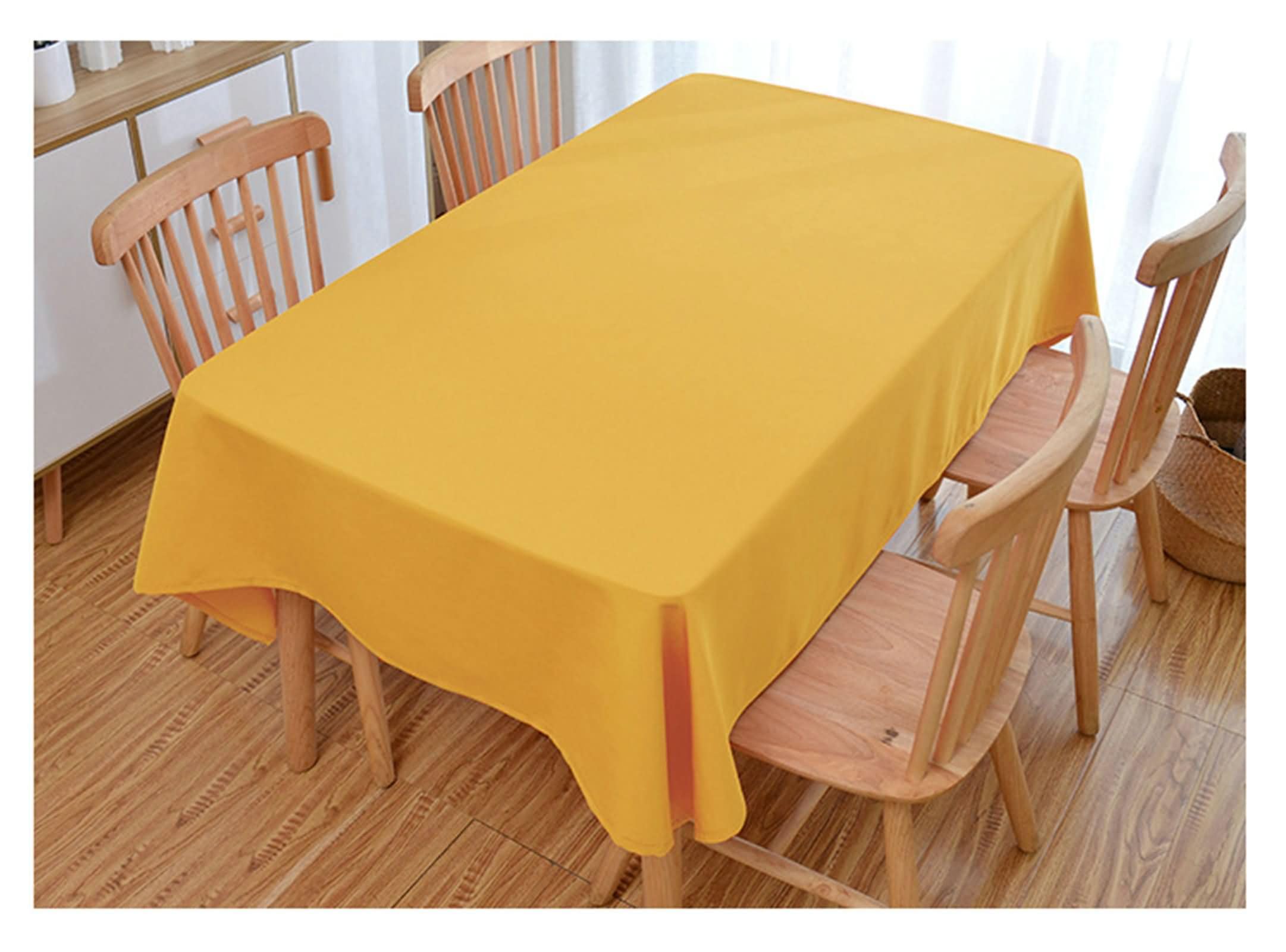 Nappe 140 x 180 rectangle jaune uni en polyester lavable Beydodo