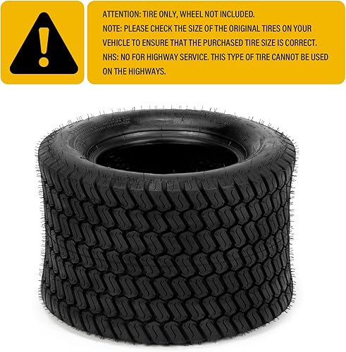 Vista 198 de MOTORHOT Neumáticos para cortacésped de 15 x 6.00-6 de 4 capas para tractor de césped y jardín, neumáticos para carrito de golf, sin cámara, 15 x