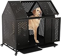 Vista 1 de Jaula indestructible para perros de 44 pulgadas, resistente y de alta ansiedad, a prueba de golpes, jaula de techo puntiaguda de metal para perros