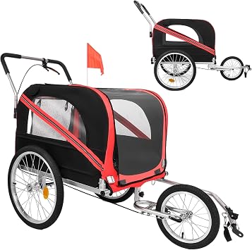 Bike Dog Trailer, Carrier for Small and Large Pets, Universal Bicycle Coupler, Washable Non-Slip Lining