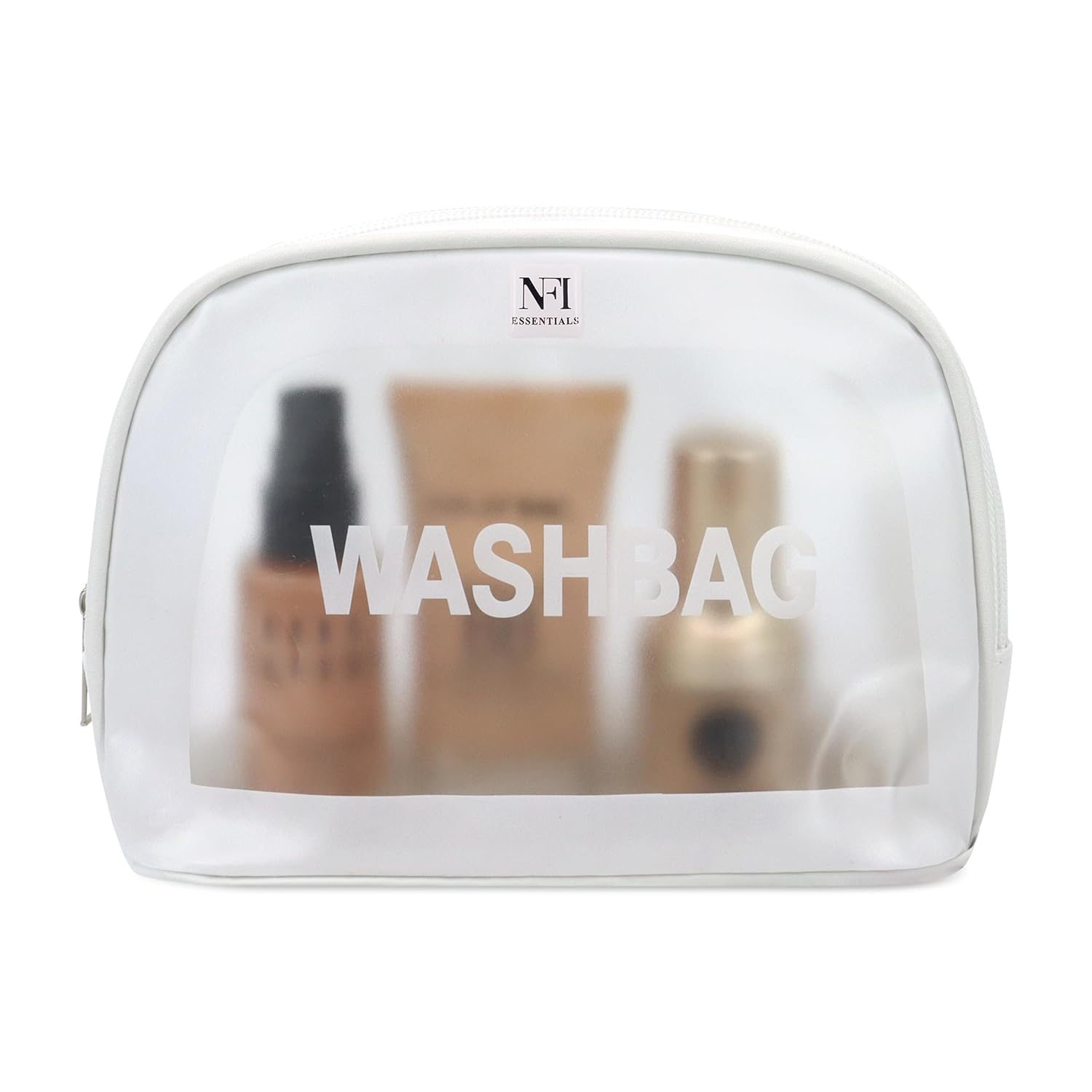 NFI essentials Semicircle Makeup Pouch for Women, Transparent Washbag Pouch Travel Makeup Bag Portable Carry Toiletry Storage Bag Cosmetic Organizer Bag Pouch for Girls NFI essentials Semicircle Makeup Pouch for Women, Transparent Washbag Pouch Travel Makeup Bag Portable Carry Toiletry Storage Bag Cosmetic Organizer Bag Pouch for Girls