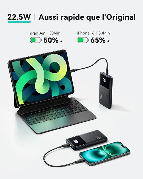 INIU Batterie Externe, 22.5W 10000mAh Power Bank, Batterie Portable USB C Input & Output PD3.0 QC4.0 Charge Rapide Powerbank Compatible avec iPhone 16 15 14 13 12 Pro Max Plus Samsung iPad Pro etc - 2