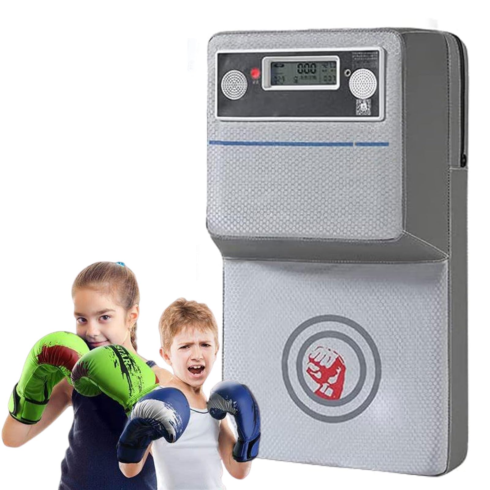 Misuratore di forza del pugno con display LCD, attrezzo da boxe musicale da parete, con funzione di conteggio, misuratore di potenza d'impatto, tappetino da boxe con bersaglio per pugni, per adulti