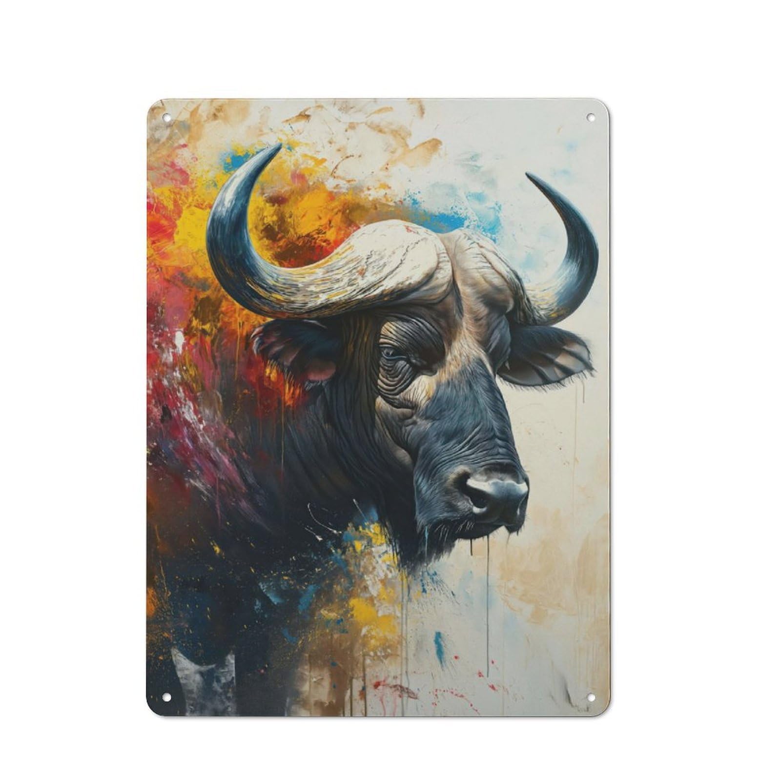 Junmoney The Sacred Water Buffalo Retro Metal Plaque 40X30cm For Guest Room Or Hallway, Housewarming Present For People Styling Guest Room And Hallway