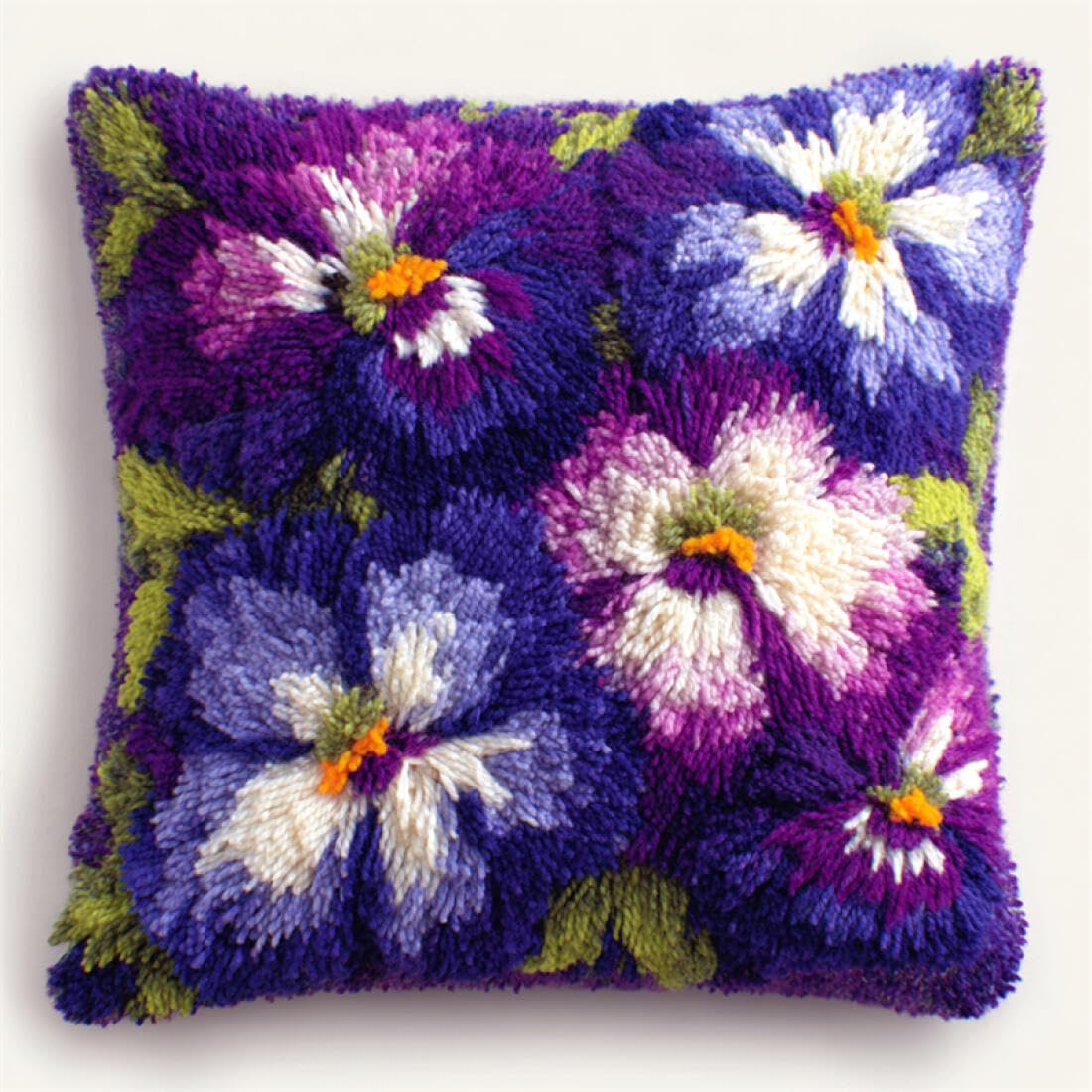 Kitquiver I Diy Craft Latch Hook Rug Kits Fantasy Flowers Latch Hook Kit Pillow Diy Rug Crochet Hook Cushion Making Kits With Preprinted Pattern Canvas 17X17in