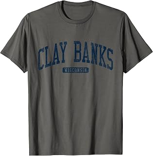 Clay Banks Wisconsin WI College University Style Blue T-Shirt