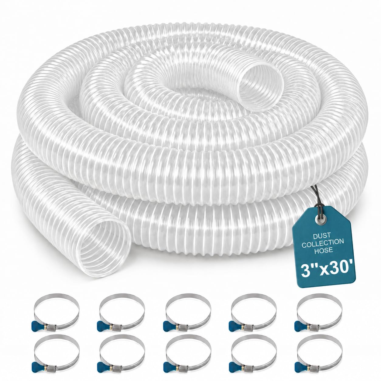 4" PVC Dust Collection Hose - 10ft, Clear -19