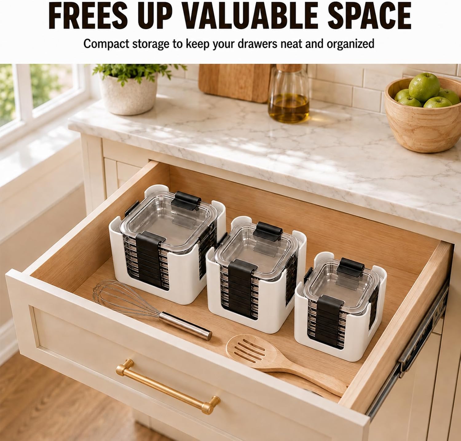 Lid Organizer for Rubbermaid Brilliance Food Storage Containers, 3-Pack Set