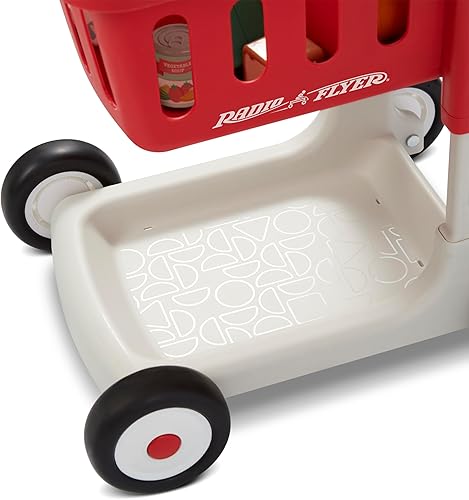 Miniatura 12 de Radio Flyer Escanea y clasifica el carrito de compras con luces y sonidos, andador de bebé con ruedas, carrito de compras rojo para niños a partir
