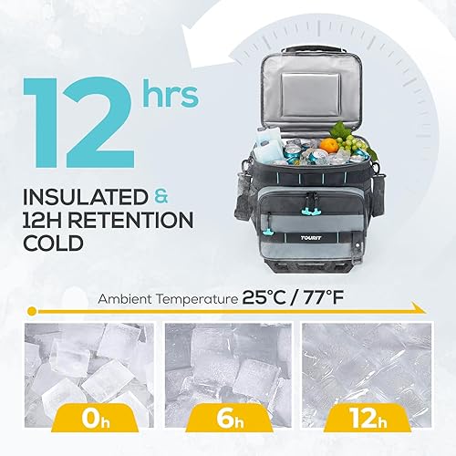 Miniatura 10 de TOURIT Hielera plegable con aislamiento a prueba de fugas para 48 latas con carrito todo terreno, accesorios mejorados y ruedas nuevas adecuadas