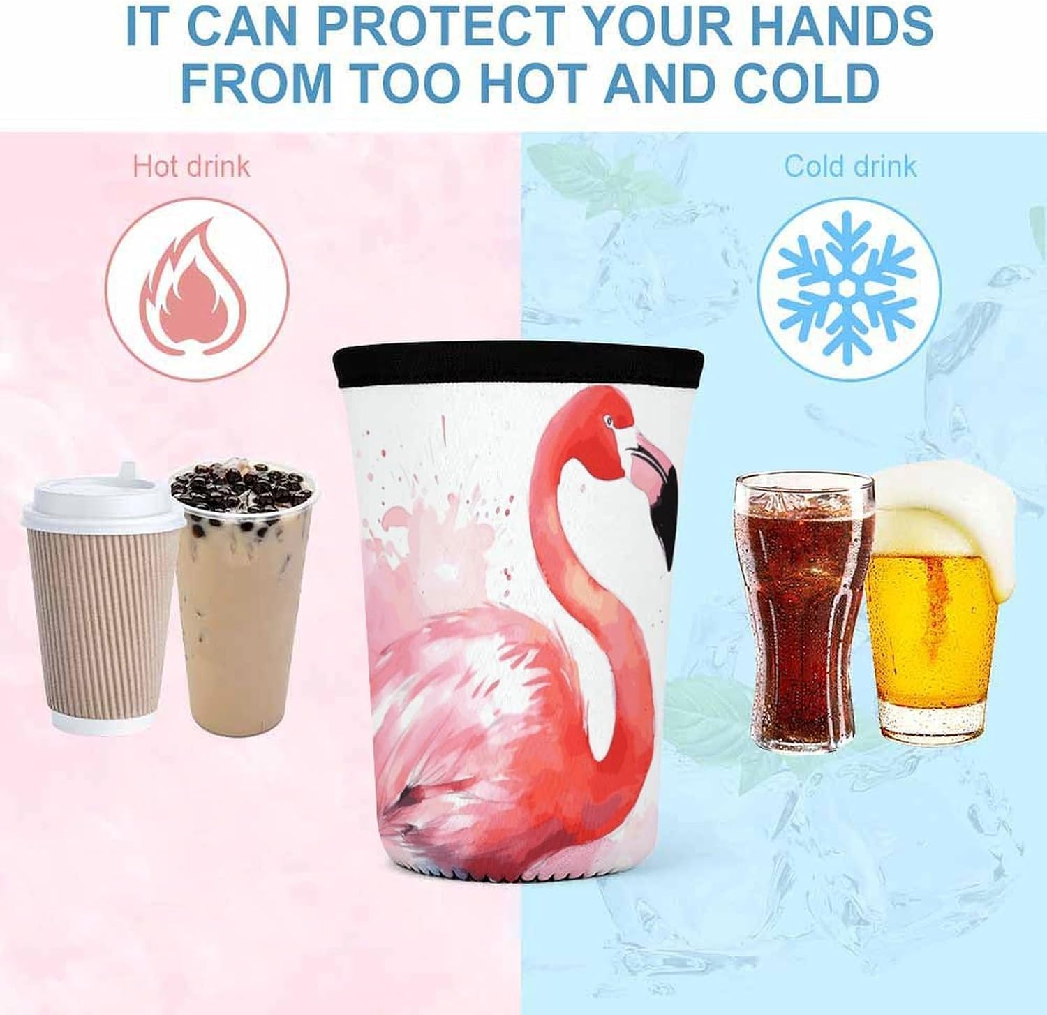 3 Pack Neoprene Cup Sleeves, Stretchy Reusable Drink Cup Cover Universal