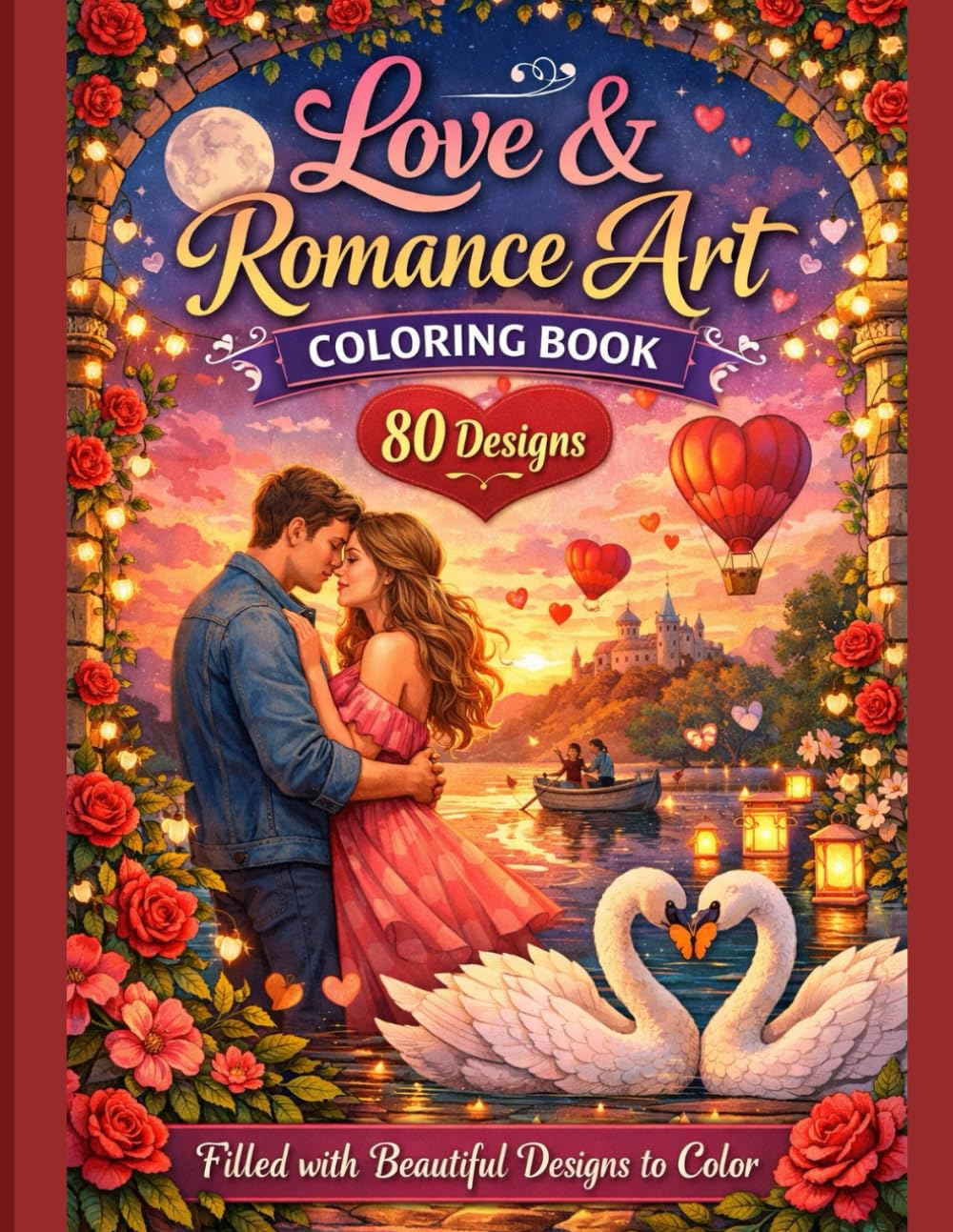 Love & Romance Art Coloring Book: 80 Beautiful Designs to Relax, De-Stress, and Celebrate Love