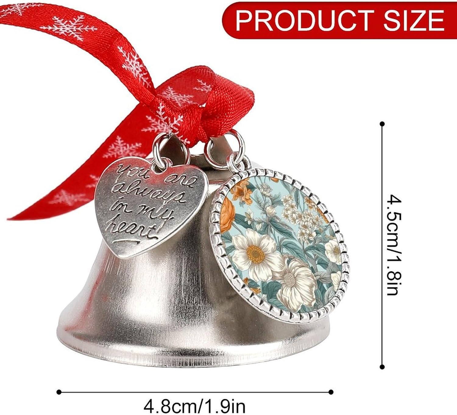 Metal Iron Christmas Bell Ornaments - Cute Personalized Country Style Printed Hanging Bells, Elegant & Durable for Christmas Home Party Wedding Decor