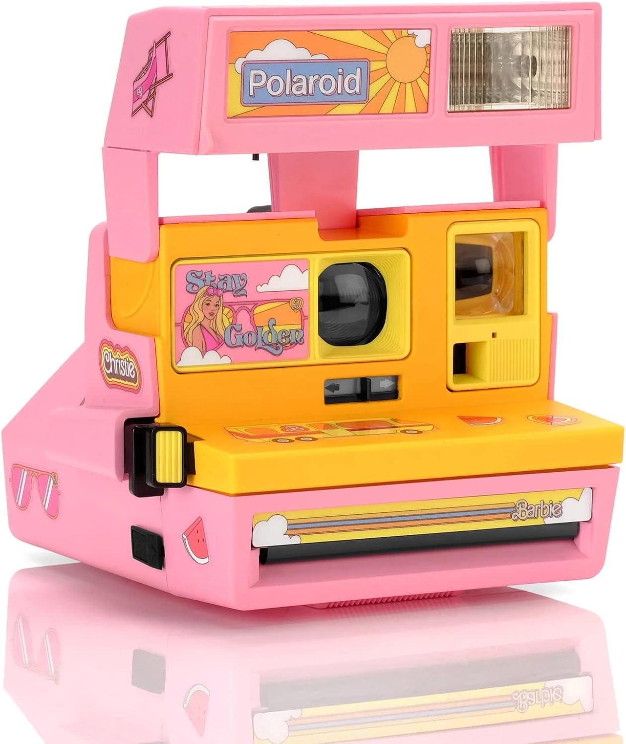 Polaroid 600 Instant Film Camera (Malibu Barbie) Bundle with Polaroid Originals Color Instant Film for 600 Cameras (8 Exposures) and Film Kit with Magnetic/Hanging Frames, Storage Box (3 Items)