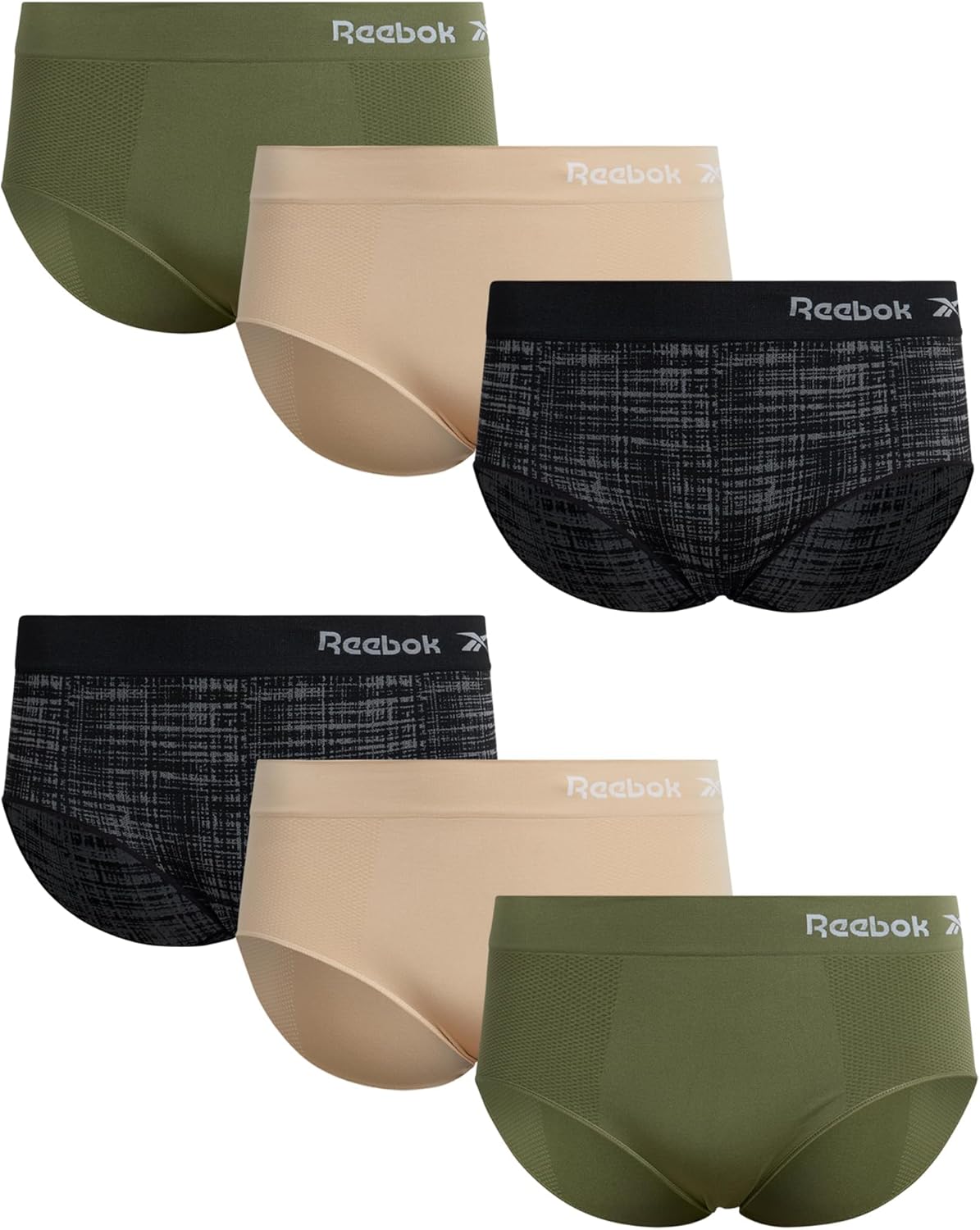 Reebok Womens Hipster Underwear - 3 Pack or 6 Pack Plus Size Performance Hipster Panties Seamless Underwear for Women (1X-3X)