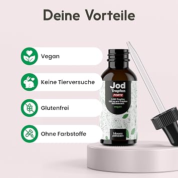 Iodine Liquid High Dose - 1100 Drops - 150 μg per Drop