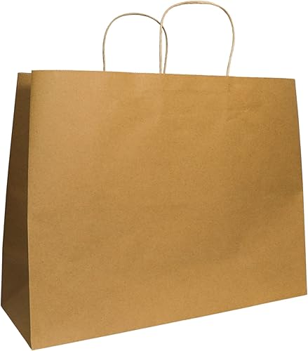 PTP BAGS Bolsas naturales de 16 x 6 x 12.5 pulgadas (paquete de 50) bolsas de regalo de papel kraft reciclables
