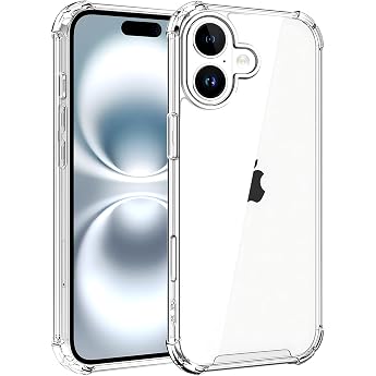 Whioltl Case for iPhone 16 6.1 Inch Transparent Scratch-Resistant Shockproof Mobile Phone Case with Air Cushion Corners Thin Transparent Protective Case Clear Bumper Case Military Drop Protection Non-Yellowing Clear