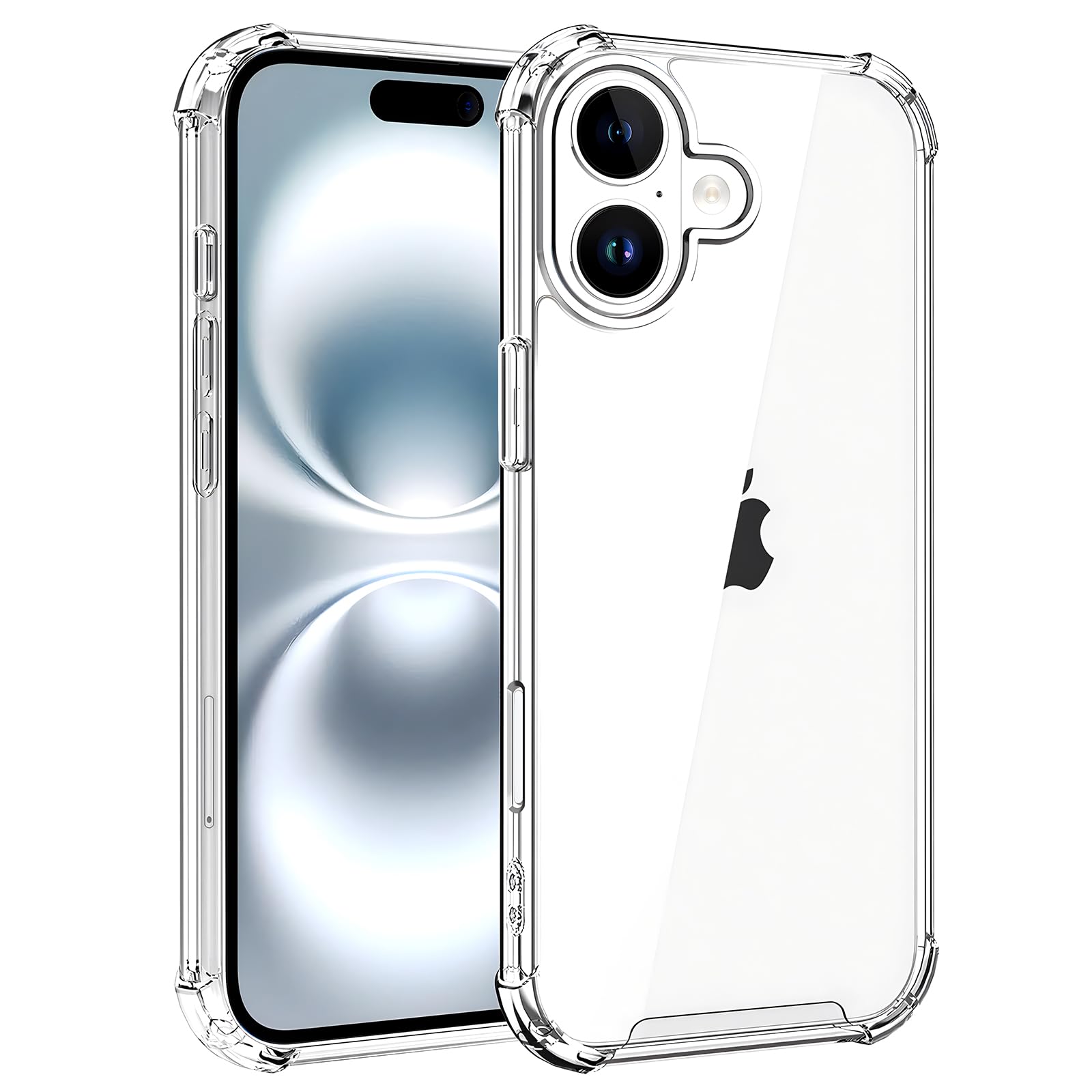 Clear Case for iPhone 16 6.1-inch, Non-Yellowing Phone Bumper Cover, Crystal Transparent TPU Phone Case, Anti-Scratch and Shockproof with Mil-grade Airbag Drop Protection, Thin Slim Fit Cover