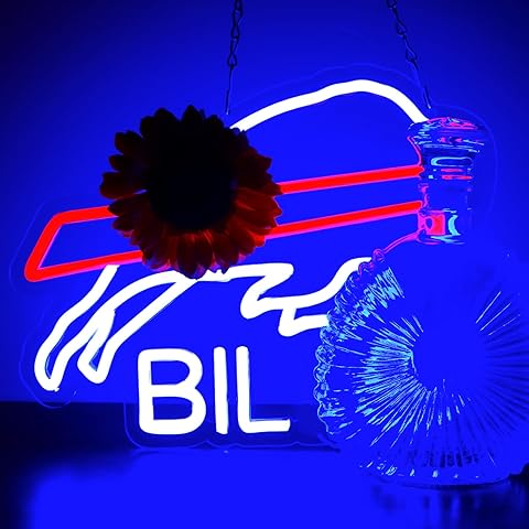 JFLLamp Buffalo Football Neon Signs for Wall Decor Neon Lights for Business Led Signs Suitable for Man Cave Restaurant Office Bar Pub Led Art 5V Power Adapter