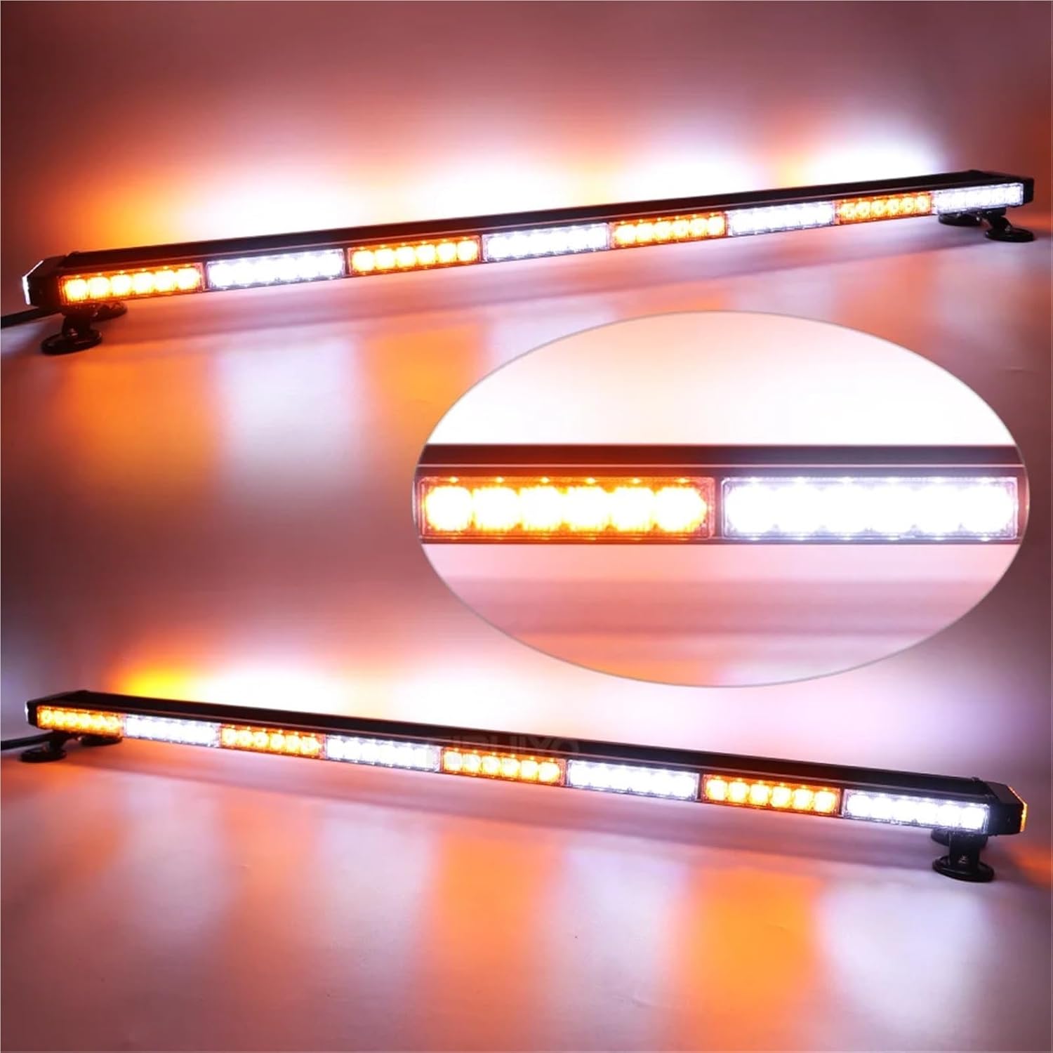 49" Signal Light LED Traffic Adviser Car Emergency Warning Strobe Lights Bar Yellow White Vehicle Flashing Lamp 12V 24V(49inch Amber)