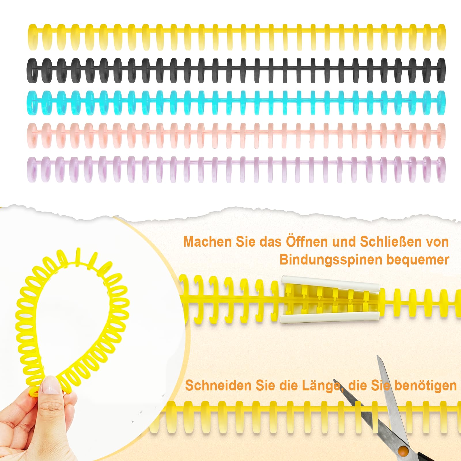 30 Loch Locher mit 30-Loch-Binderinge (5 Stück) and Ringöffner, kompatibel mit den Größen A4, A5, A6, A7 - für Notizbücher und Scrapbooking