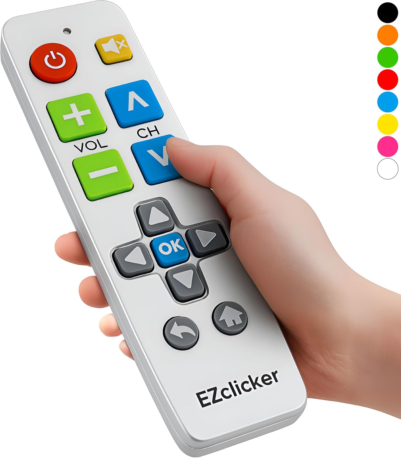 EZclicker Big Button Universal TV Remote, Easy to Use for All Ages (Silver)