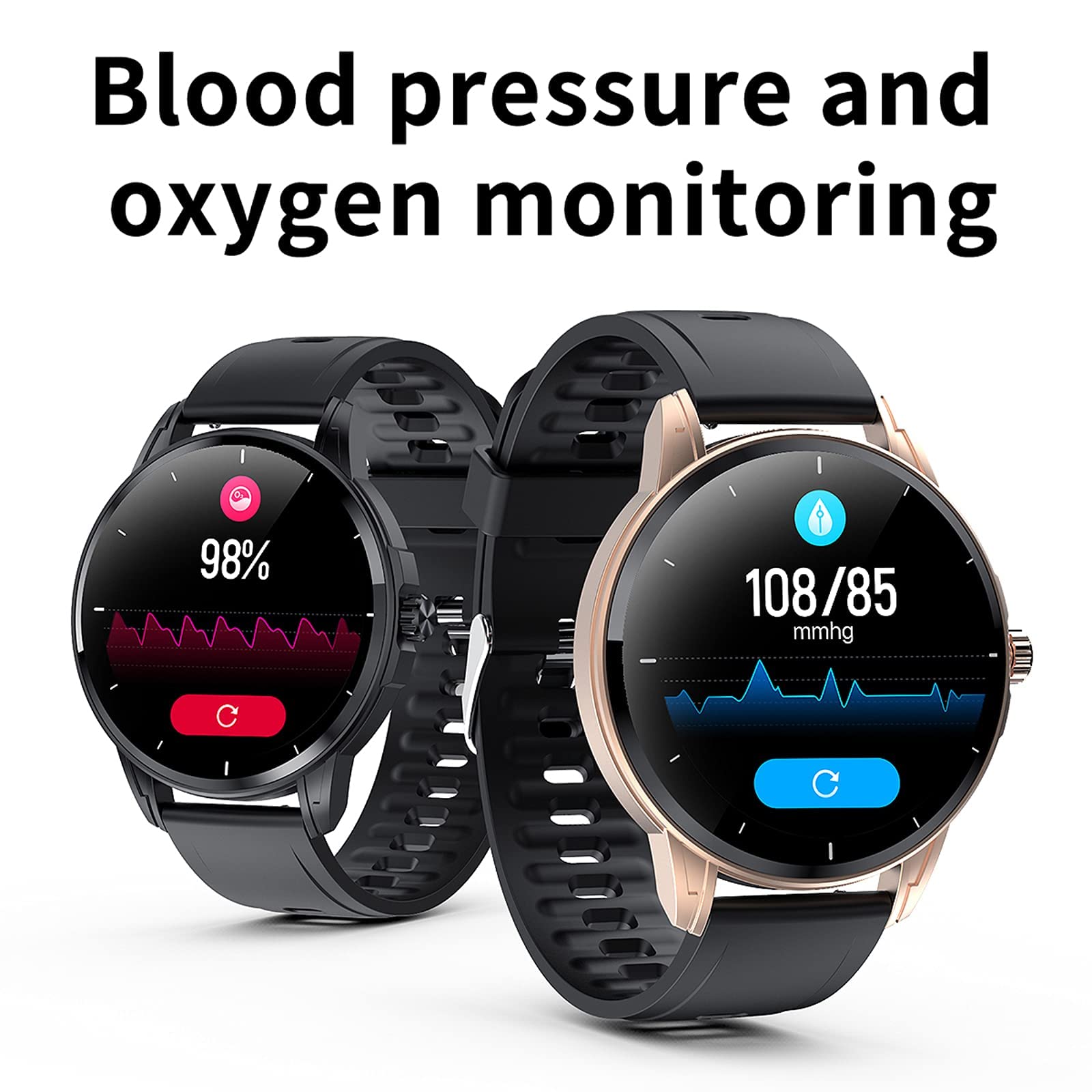 Reloj inteligente para mujeres y hombres Fitness Tracker Relojes para Android/iOS con monitor de frecuencia cardíaca durante el sueño y oxígeno en sangre IP67 Reloj inteligente resistente al agua con