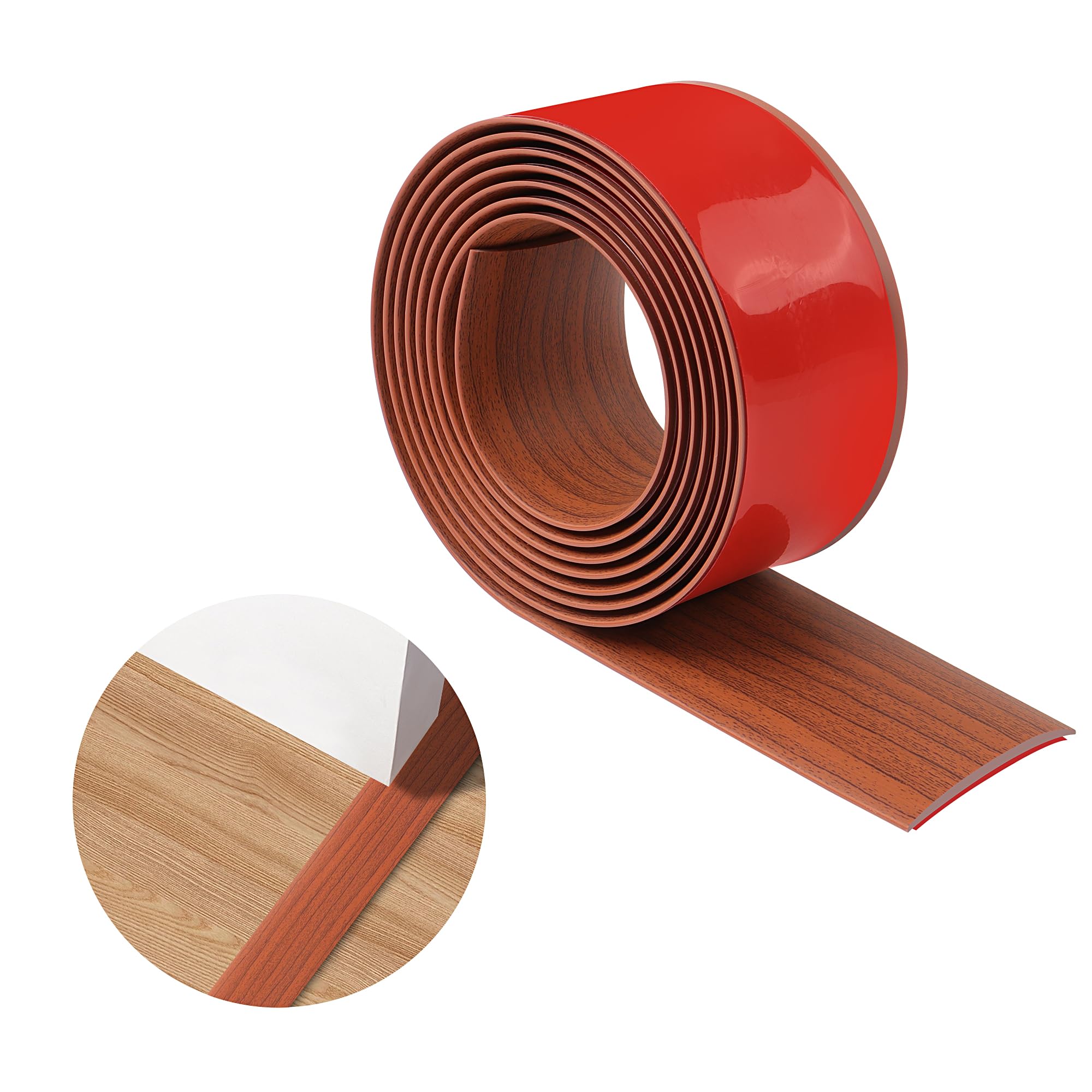 Tecdw Walnut Wood Grain 200Cm×5Cm Floor Transition Strips,Pvc Self-Adhesive Threshold Strips For Doorways,Waterproof And Wear-Resistant,Carpet Door Strips Suitable For Edges Of Doors,Windows, Floors
