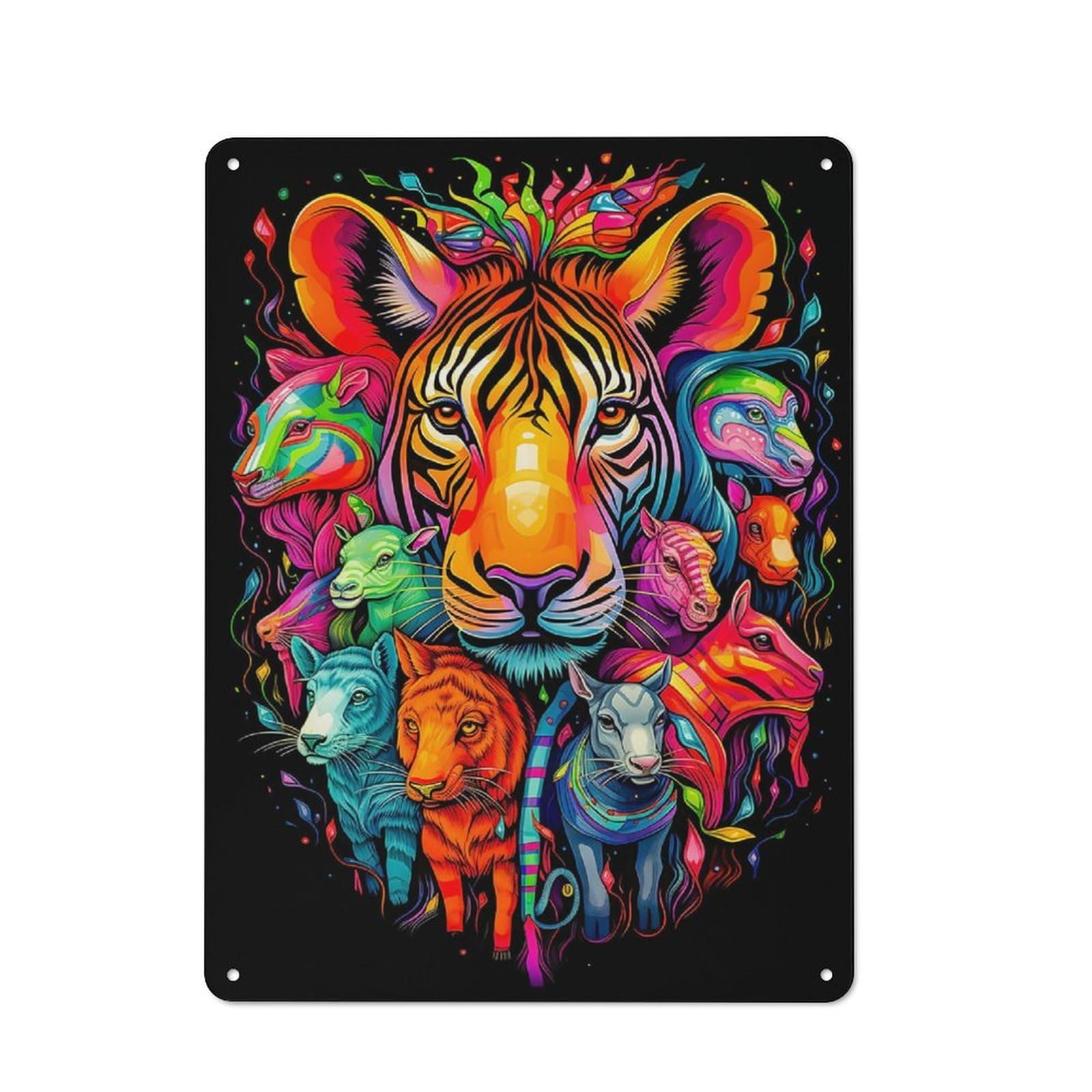Animal Metal Wall Plaque 40x30cm, Everyday Small Space Decor for Flat, Dorm Room, Lounge Or Cafe