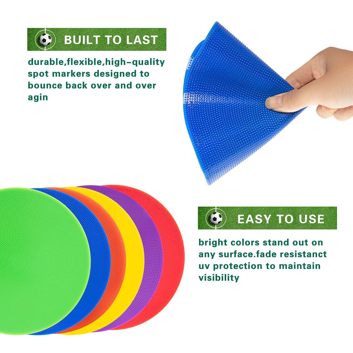 Spot Markers 22,9 cm in gomma antiscivolo per pavimento, coni piatti per calcio, basket, sport, allenamento di agilità e esercitazioni