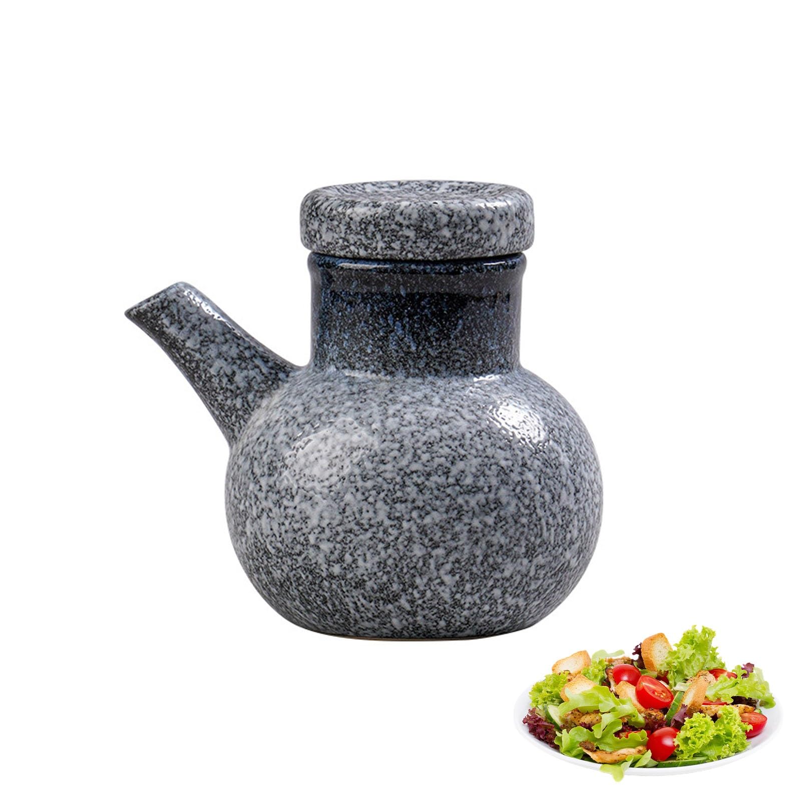 Botella de vinagre de cerámica y aceitera de mesa multifunción