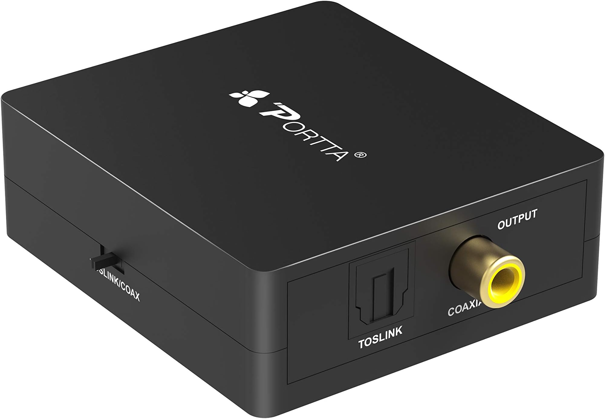 PORTTA 2 Way Digital Audio Converter Adapter, SPDIF Toslink to Coaxial Toslink or Coaxial to Coax Optical Toslink Compatible with HD TV DVD Blu-ray Player Amp Speaker Soundbar