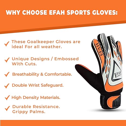 Miniatura 5 de EFAH SPORTS Soccer Goalie Goalkeeper Gloves for Kids Boys Children Football Gloves with Strong Grips Palms