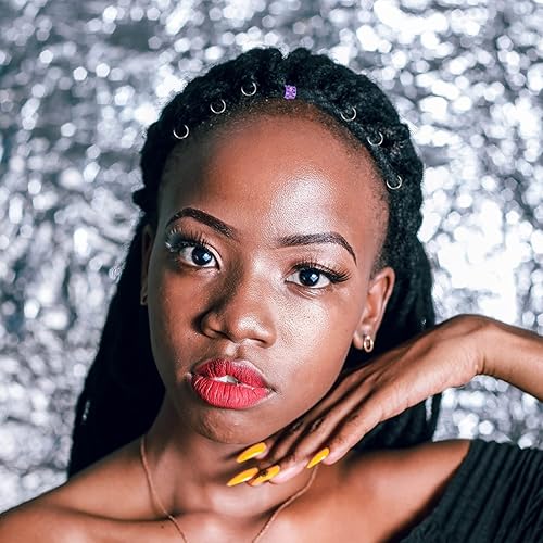 Miniatura 9 de Beaupretty 50 piezas de metal para rastas con cuentas de rastas de diamantes de imitación, anillos de pelo de metal, accesorios para decoración del