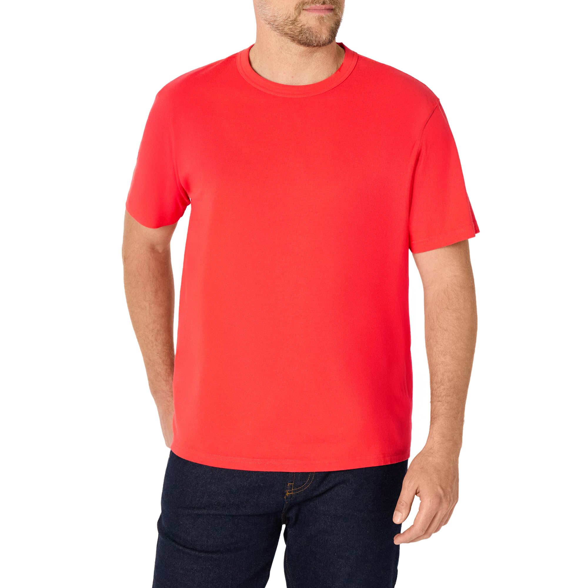 Amazon Essentials Herren-T-Shirt aus Schwerer Baumwolle, lockere Passform, helles Mohnrot, Größe S