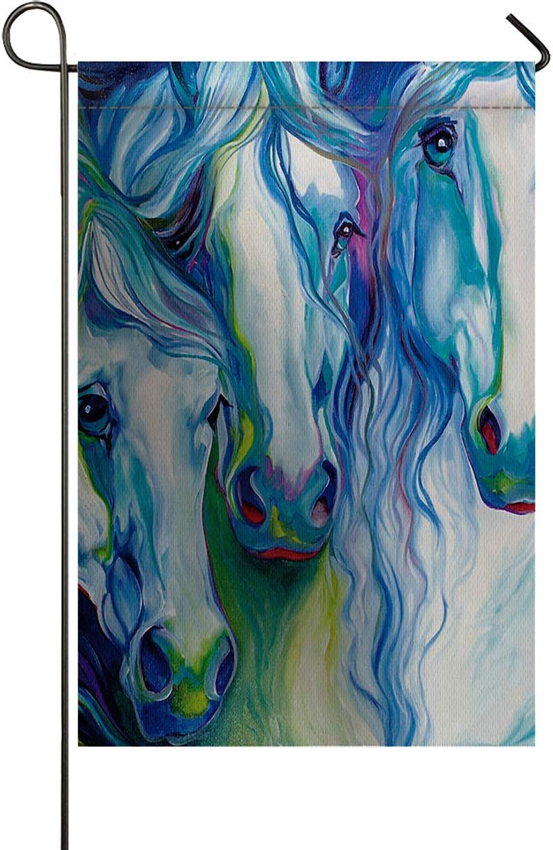 Chic D Abstract Watercolor Horse Garden Flags Double Sided House Decor Mini Yard Banner,100% Polyester