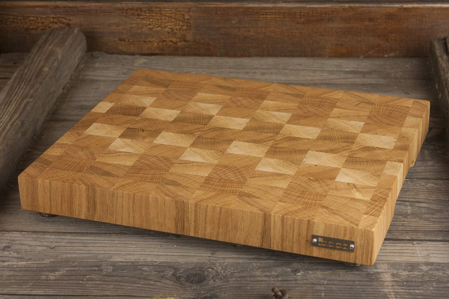 End Grain Cutting Board Handmade Luxury Zebrano, Oak & Maple Kitchen Board