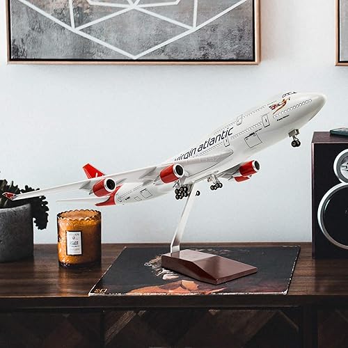 Miniatura 8 de 24-Hours 18" modelo a escala 1130 Jet British Airways Virgin B747 Kits de aviones modelo pantalla avión fundido a presión con luz LED (toque o