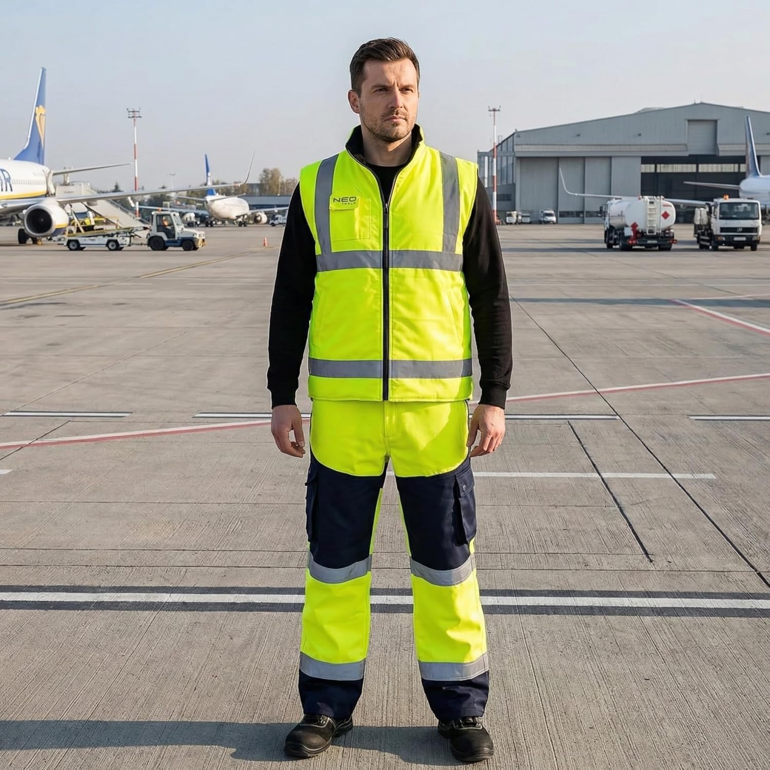 NEO TOOLS Giubbotto di sicurezza professionale 2 in 1, guanto da lavoro, reversibile, riflettente su un lato, gilet in pile, dimensioni: S-XXXL