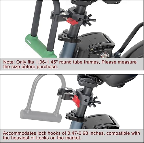 Miniatura 7 de Soporte de bloqueo en U para Kryptonite Heavy Duty Bike Lock - Soporte de linterna de metal seguro para luces de scooter de bicicleta, sin