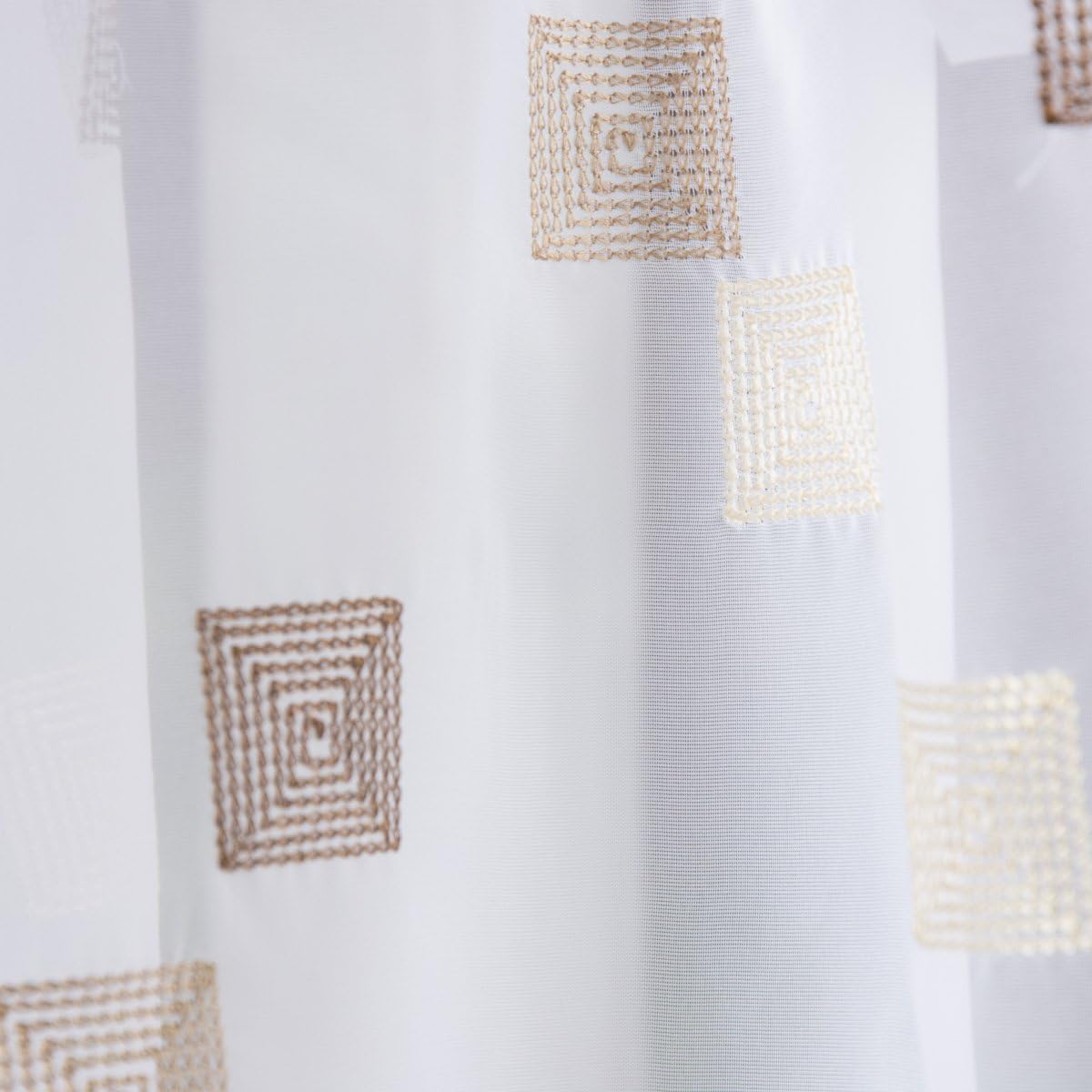 Elbersdrucke Bistro Curtains White/Brown 48 x 140 cm, White-brown, W 18.9" x L 55.1" (1 Panels) - Image 4
