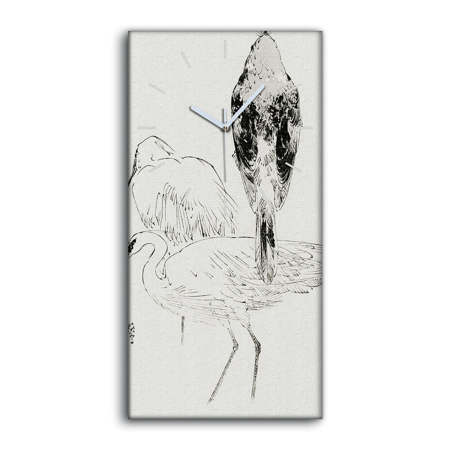 Horloge sur Toile Anti-Bruit Tableau Salon Chambre Oiseaux 30x60