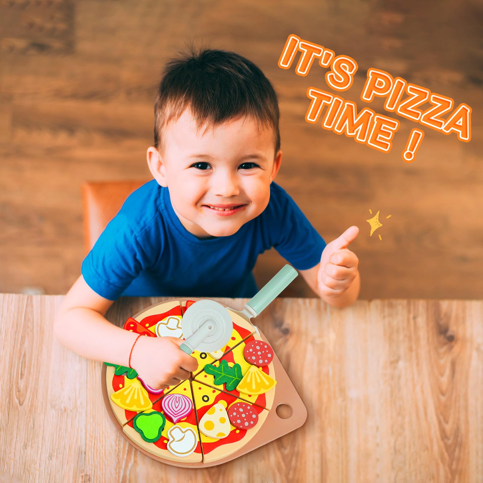 Set di pizza in legno per alimenti – cucina per bambini accessori per la cucina dei giochi in legno – accessori per la cucina dei bambini, giocattolo educativo di ruolo, regalo per bambini